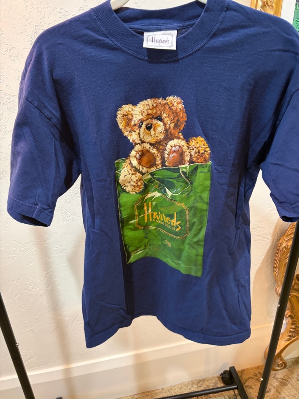 Harrods Navy Blue Tee with Green Bag & Teddy Graphic